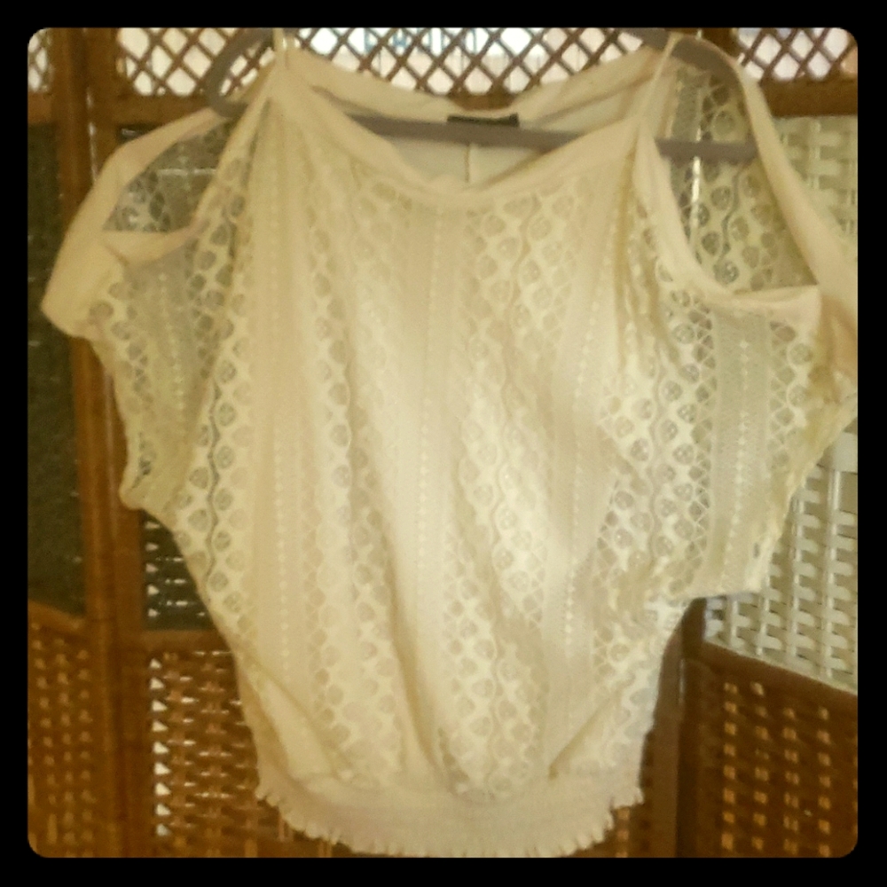 Lace off shoulder shirt